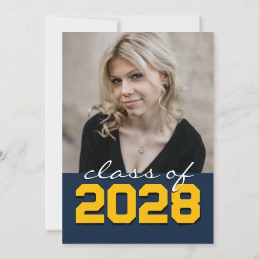 Navy & Gold Chalkboard Filmstrip Afstuderen Kaart (Achterkant)