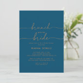 Navy Gold Classic Brunch met de bruidsdouche Kaart (Staand voorkant)