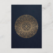 NAVY GOLD CLASSY MANDALA WEDDING RECEPT INFORMATIEKAARTJE (Achterkant)