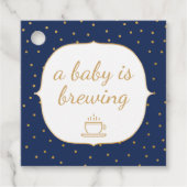 Navy Gold Confetti Een baby brouwt dank u Bedankjes Labels (Voorkant)
