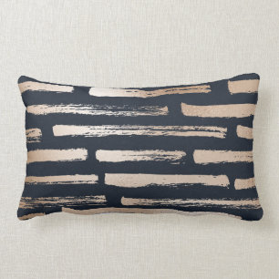 Navy/Gold Cream Stripe omkeerbare lumbar Pillow Kussen