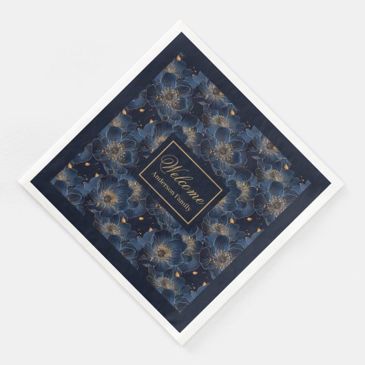 Navy Gold Custom servetten Lux Bloemen Tafel Stijl (Hoek)