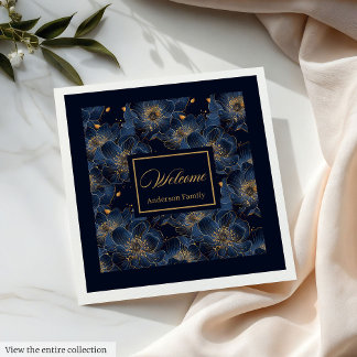 Navy Gold Custom servetten Lux Bloemen Tafel Stijl