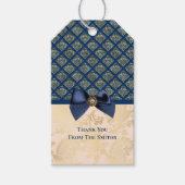  Navy Gold Damask Bedankt voor je naam Cadeaulabel (Voorkant)