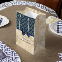 Navy Gold Damask Bedankt voor je naam