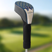 Navy Gold Damask Kijk met Bow en Naam Golfheadcover