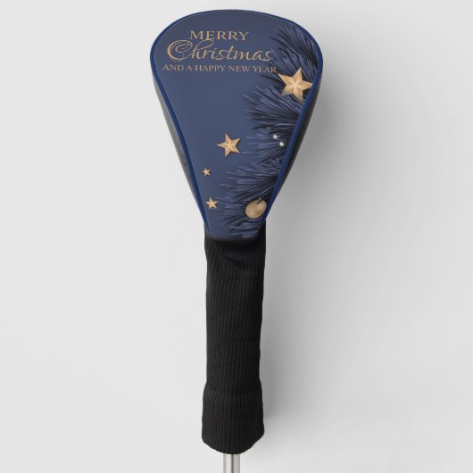 Navy Gold Eenvoudige Kerstdag Driver Best Golfheadcover (Voorkant)