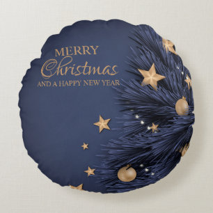 Navy Gold eenvoudige kerstdag rond Sierkussen Kussen