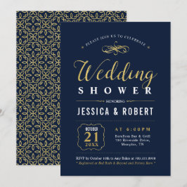 Navy & Gold | Elegant Couples Wedding Shower Kaart