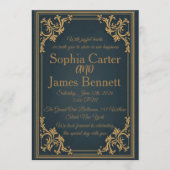 Navy Gold Elegant Formal Wedding Invitation (Devant)