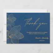 Navy Gold Elegant trouwkaart dank u Bedankkaart (Voorkant)