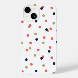 Navy Gold en Coral Confetti Stippen Case-Mate iPhone 14 Hoesje