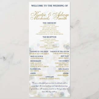 Navy, Gold en Mint Wedding Program 4 x 9,25 inch Programma
