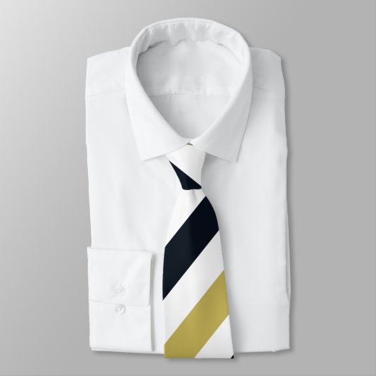 Navy Gold en White Regimental Stripe Stropdas (Gebonden)