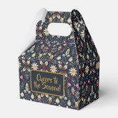 Navy & Gold Floral Christmas Pattern Bedankdoosjes (Voorkant Zijde)