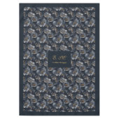 Navy Gold Floral Tablecloth Elegant Monogram Gift Tafelkleed (Voorkant)