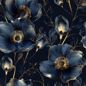 Navy Gold Flower Towels Modern Monogram Style Bad Handdoek