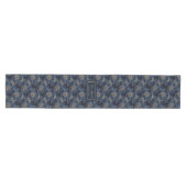 Navy Gold Flowers Table Runner Lux Monogram Design Medium Tafelloper (Horizontaal)