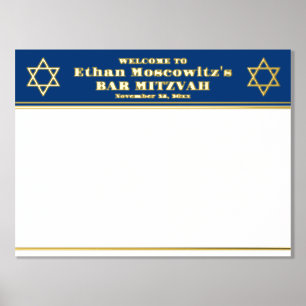Navy, Gold FOIL Bar Mitzvah Sign-In Poster