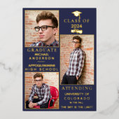 Navy Gold Foil HS Afstuderen Aankondiging (Voorkant)