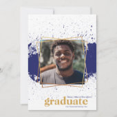 Navy & Gold Funky Splat Afstuderen Kaart (Voorkant)