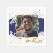 Navy & Gold Funky Splat Afstuderen Servet (Voorkant)