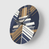 Navy Gold Geometric Maritime Ocean Liner Art Deco Ronde Klok (Hoek)