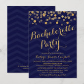 Navy Gold Glitter Confetti Bachelorette Kaart (Voorkant / Achterkant)