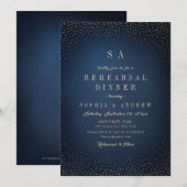 Navy & Gold Glitter Eenvoudig repetitie diner Kaart (Voorkant / Achterkant)