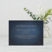 Navy & Gold Glitter Eenvoudige bruiloft accommodat Informatiekaartje (Staand voorkant)