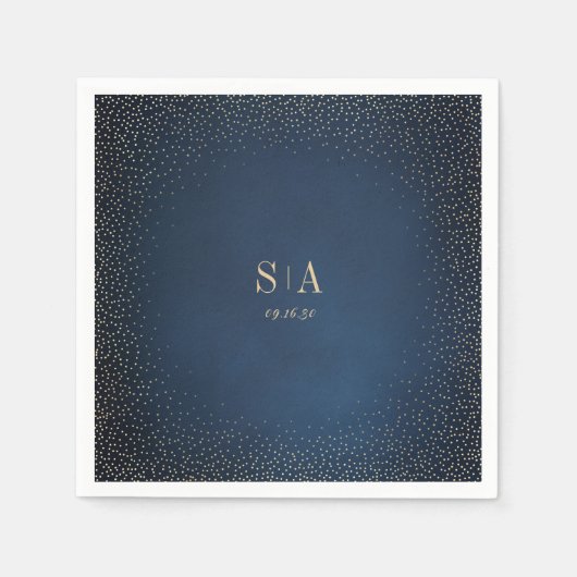 Navy & Gold Glitter Sophisticated monogram Servet (Voorkant)