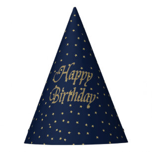 Navy Gold Happy Birthday Feesthoedjes