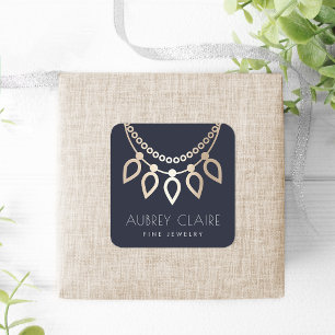 Navy & Gold Ketting Joodse Logo Vierkante Sticker