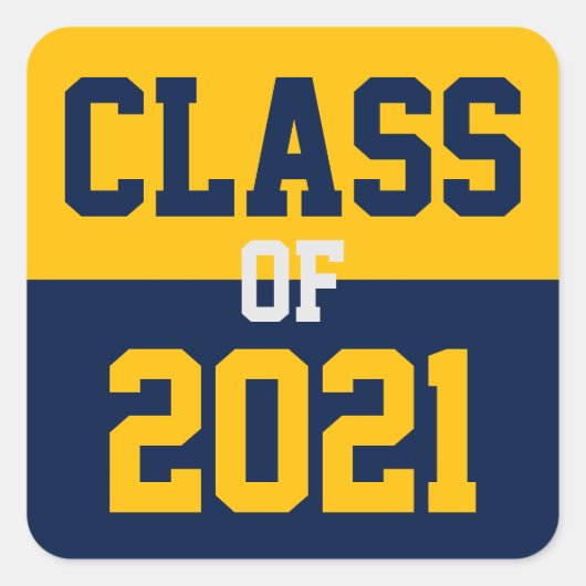 Navy & Gold Klasse van 2024 Afstuderen Vierkante Sticker (Voorkant)