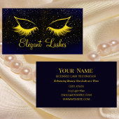 Navy & Gold Lash Technician Visitekaartje Elegant