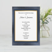 NAVY GOLD LAYERED EMBOSSED WEDDING INVITATION KAART (Staand voorkant)
