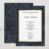 NAVY GOLD LAYERED FOLIE BEKIJKT WEDDINVITATIE KAART (Voorkant / Achterkant)