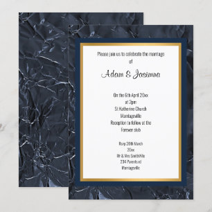 NAVY GOLD LAYERED FOLIE BEKIJKT WEDDINVITATIE KAART