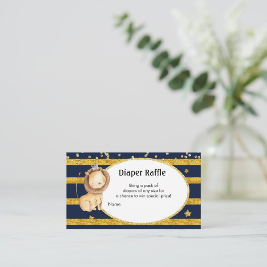Navy Gold Lion Luier Raffle Enclosure Kaart (Staand voorkant)