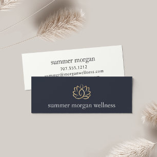 Navy & Gold Lotus Flower Logo Mini Visitekaartje
