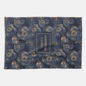 Navy Gold Lux Towel Custom Name Floral Accent Theedoek