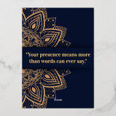 Navy & Gold Mandala Invitation Folie Uitnodiging (Achterkant)