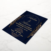 Navy & Gold Mandala Invitation Folie Uitnodiging (Gedraaid)
