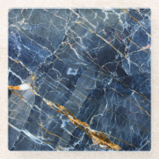 Navy Gold Marble Glass Onderzetter