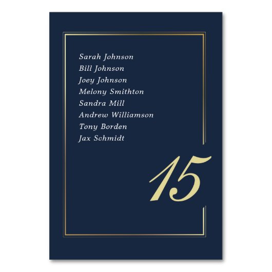 Navy Gold Minimal Border Script Typography Wedding Kaart (Voorkant)
