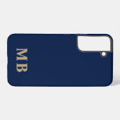 Navy & Gold | Minimummonogram modern Initiaal Samsung Galaxy Hoesje (Achterkant horizontaal)