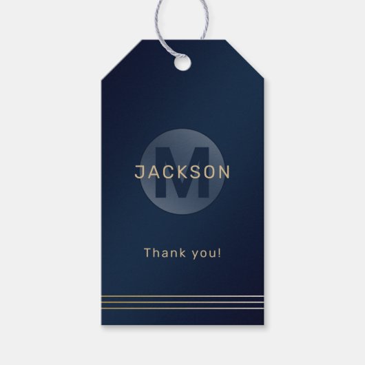 Navy Gold modern, eenvoudig gepersonaliseerd monog Cadeaulabel (Voorkant)