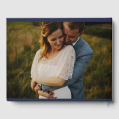 Navy Gold Modern Script Foto bruiloft gastenboek (Achterkant)