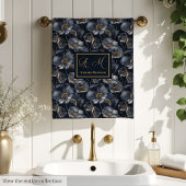 Navy Gold Monogram Towels Chic Wedding Gift