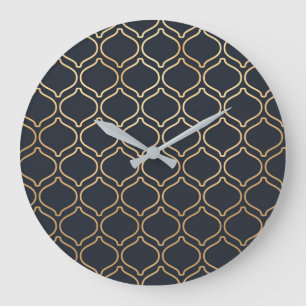 Navy & Gold Moroccan Pattern Grote Klok